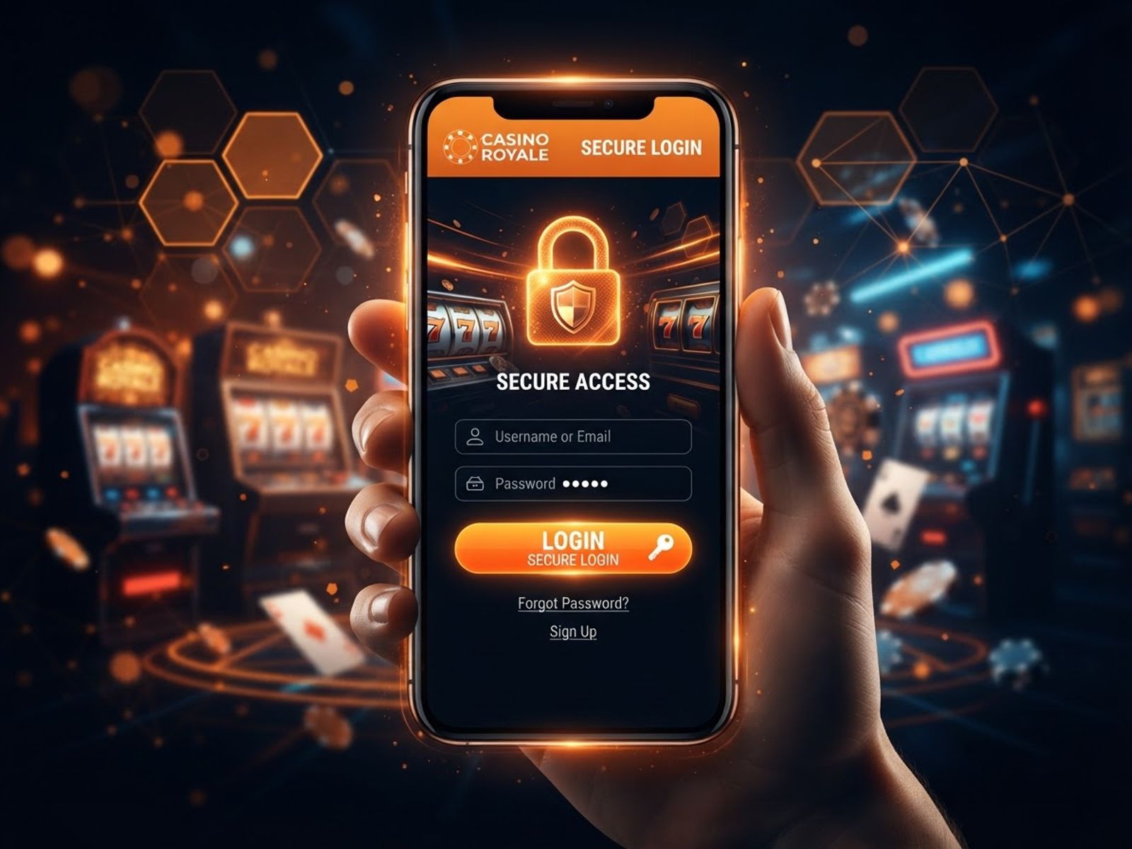 Veilig inloggen bij het casino op een smartphone met slotje